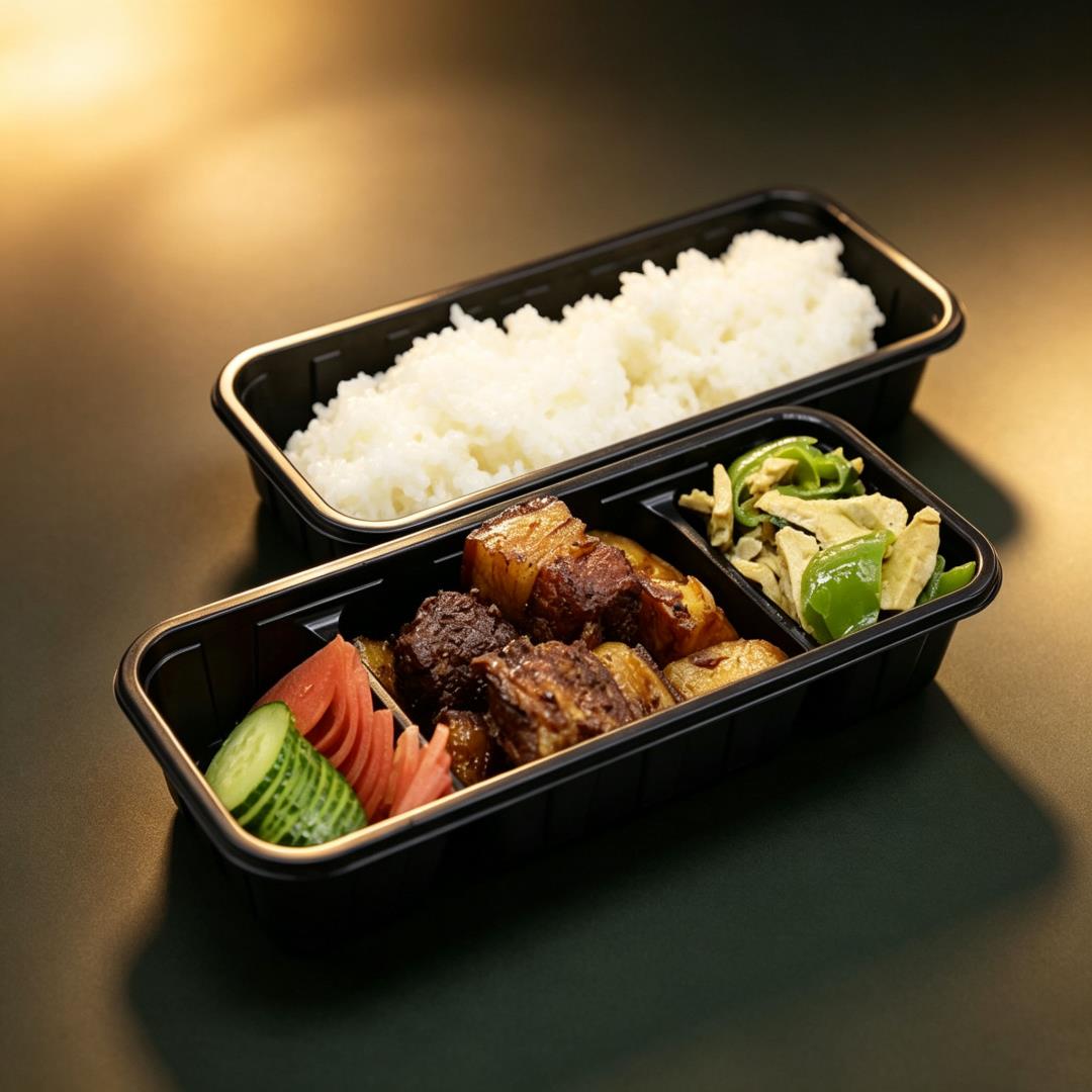 食品级 PP 餐盒 | 带盖三格 | 外卖便当分装